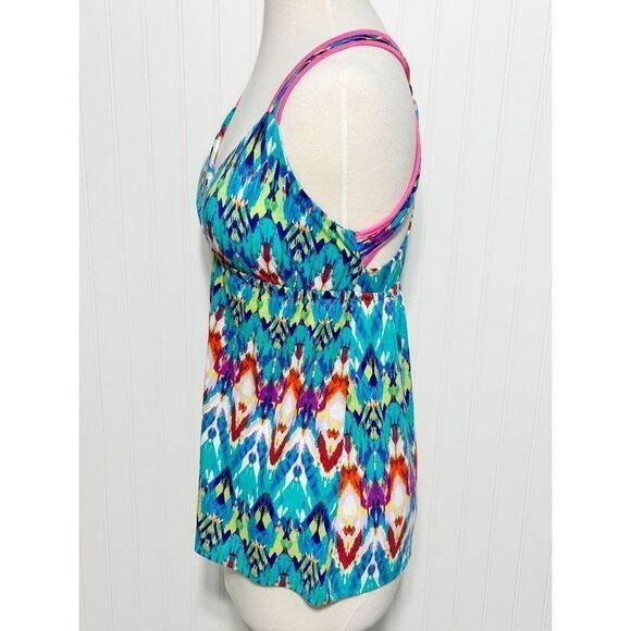 Pink Republic Womens Geometric Racerback Top Sleeveless‎ Blue Pink Size Medium - Picture 6 of 10